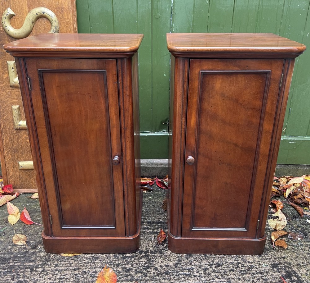 Pair of high quality mid C19th mahogany bedside pedestal cupboards.