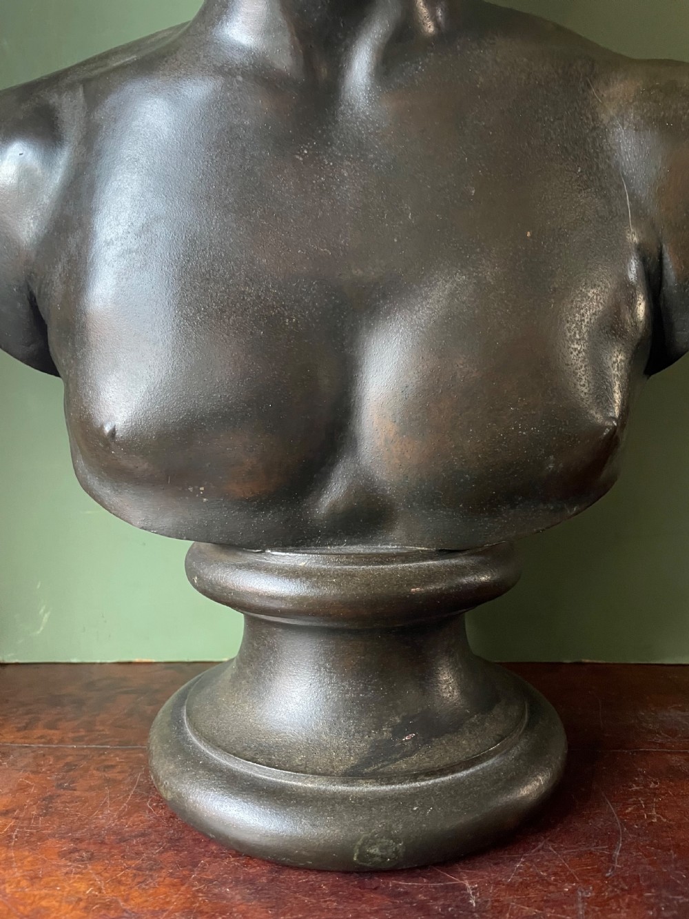C19th Italian ‘Grand Tour’ souvenir bronze bust study , after the antique, of  “The Albani Faun” .  View IX