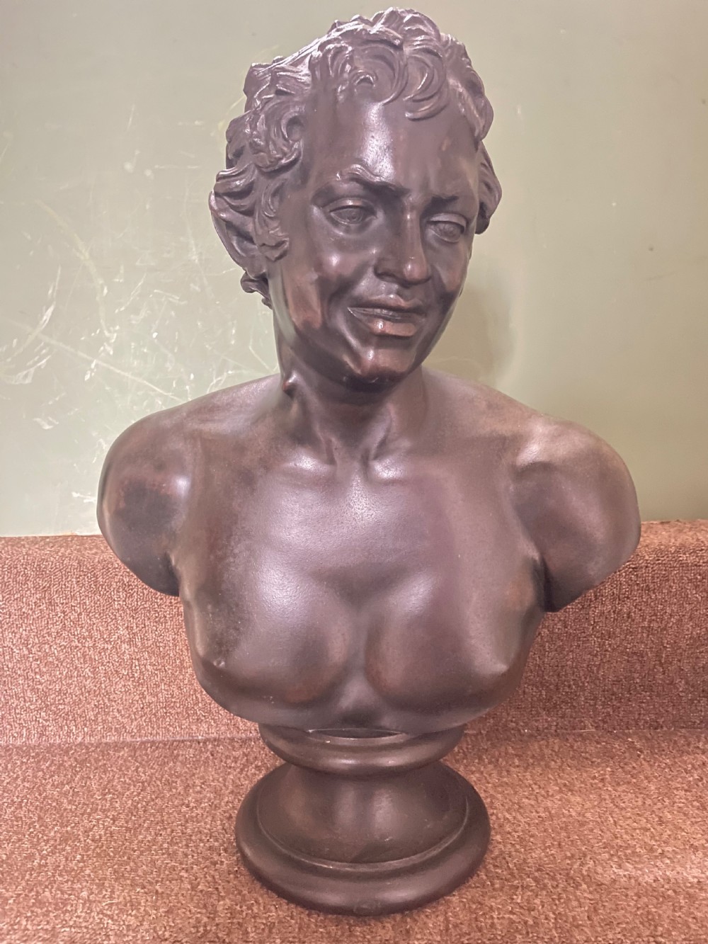 C19th Italian ‘Grand Tour’ souvenir bronze bust study , after the antique, of  “The Albani Faun” .  View XI