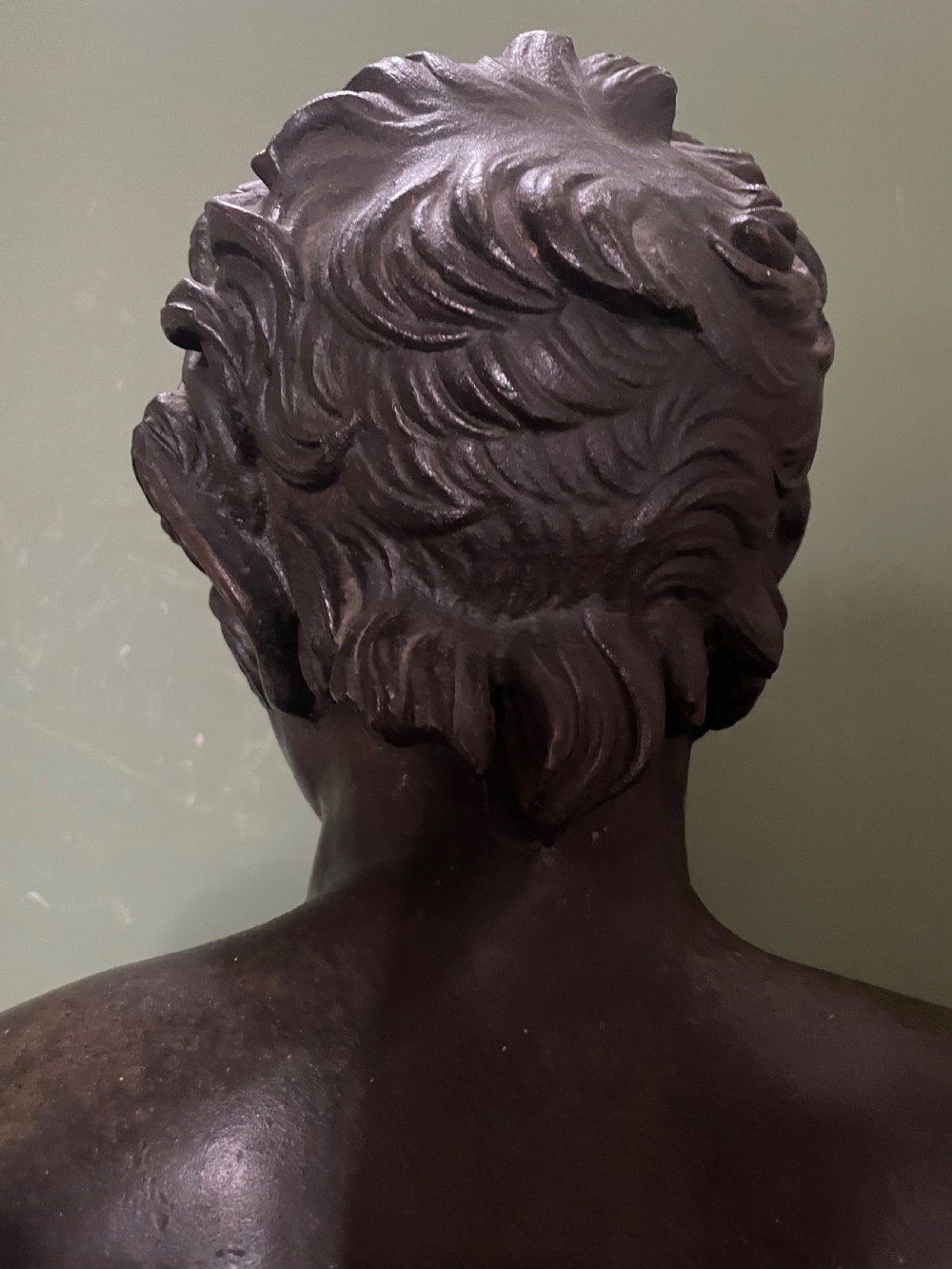 C19th Italian ‘Grand Tour’ souvenir bronze bust study , after the antique, of  “The Albani Faun” .  View XV