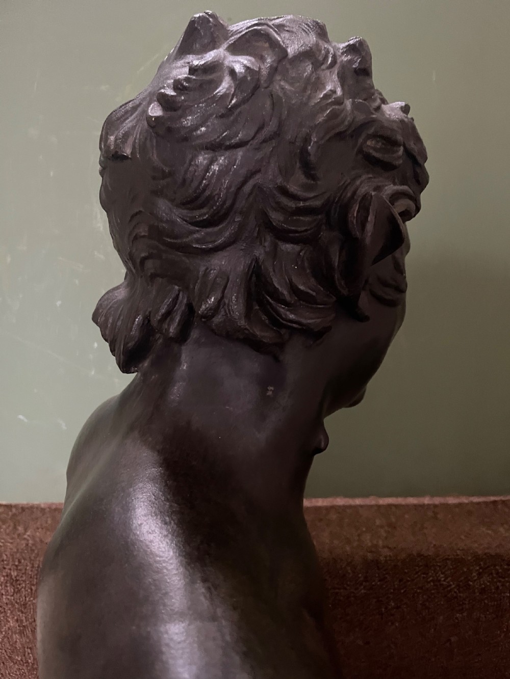 C19th Italian ‘Grand Tour’ souvenir bronze bust study , after the antique, of  “The Albani Faun” .  View XVII