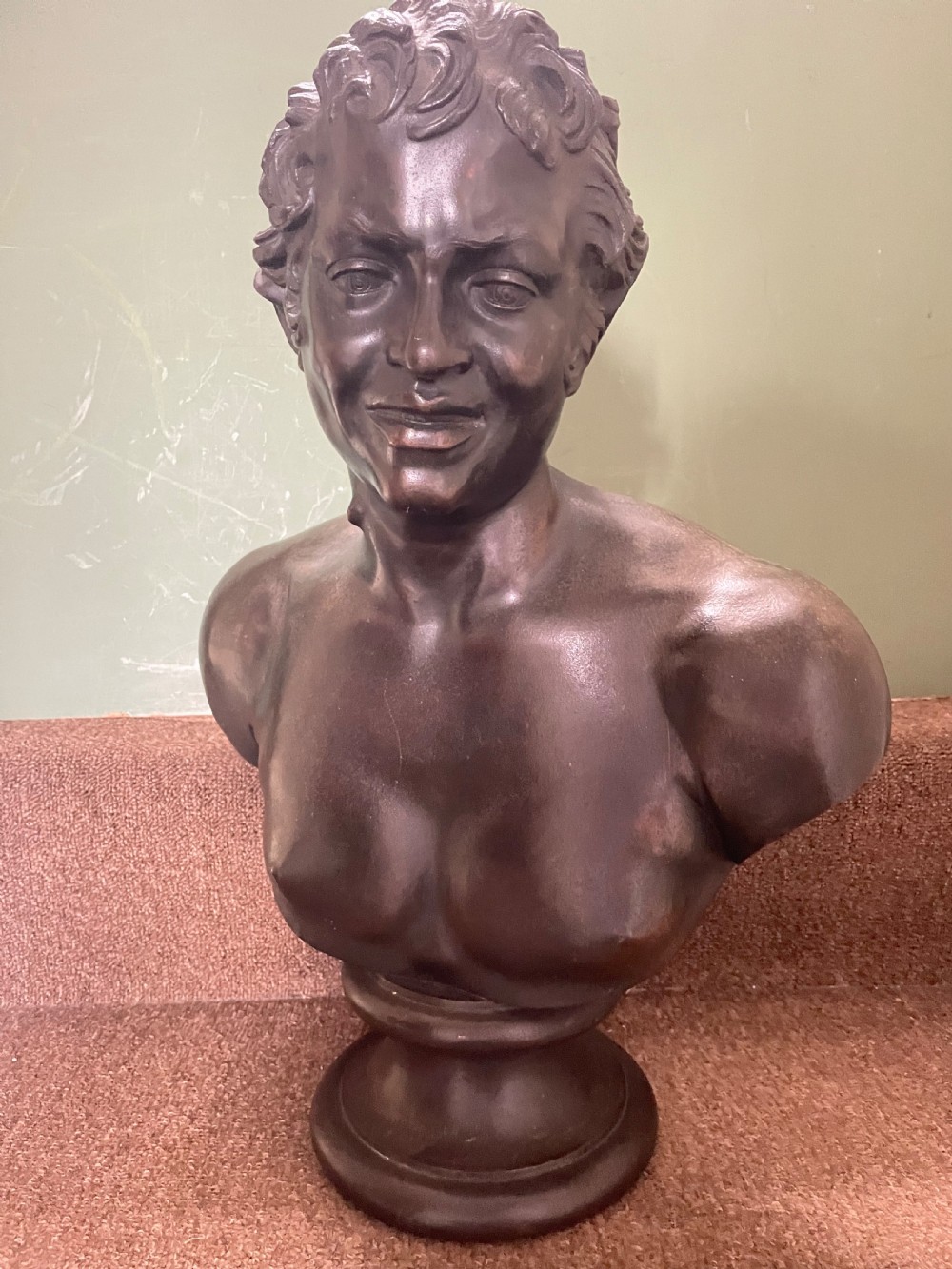C19th Italian ‘Grand Tour’ souvenir bronze bust study , after the antique, of  “The Albani Faun” .  View XVIII