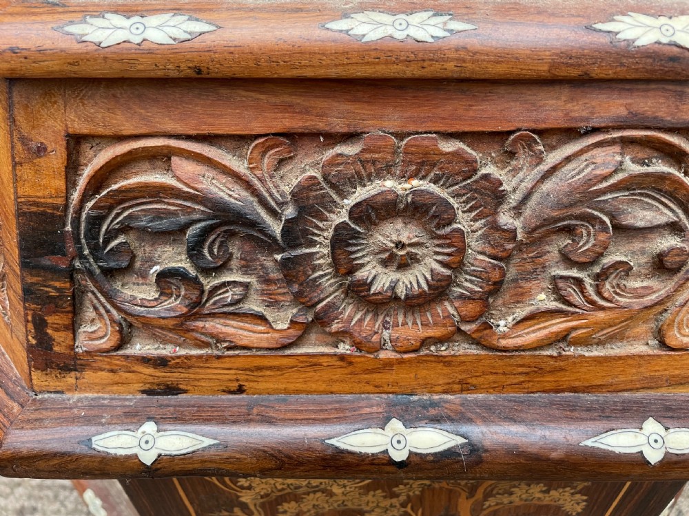 Highly decorative early C20th Indian carved rosewood and bone-inlaid ottoman box  View IV