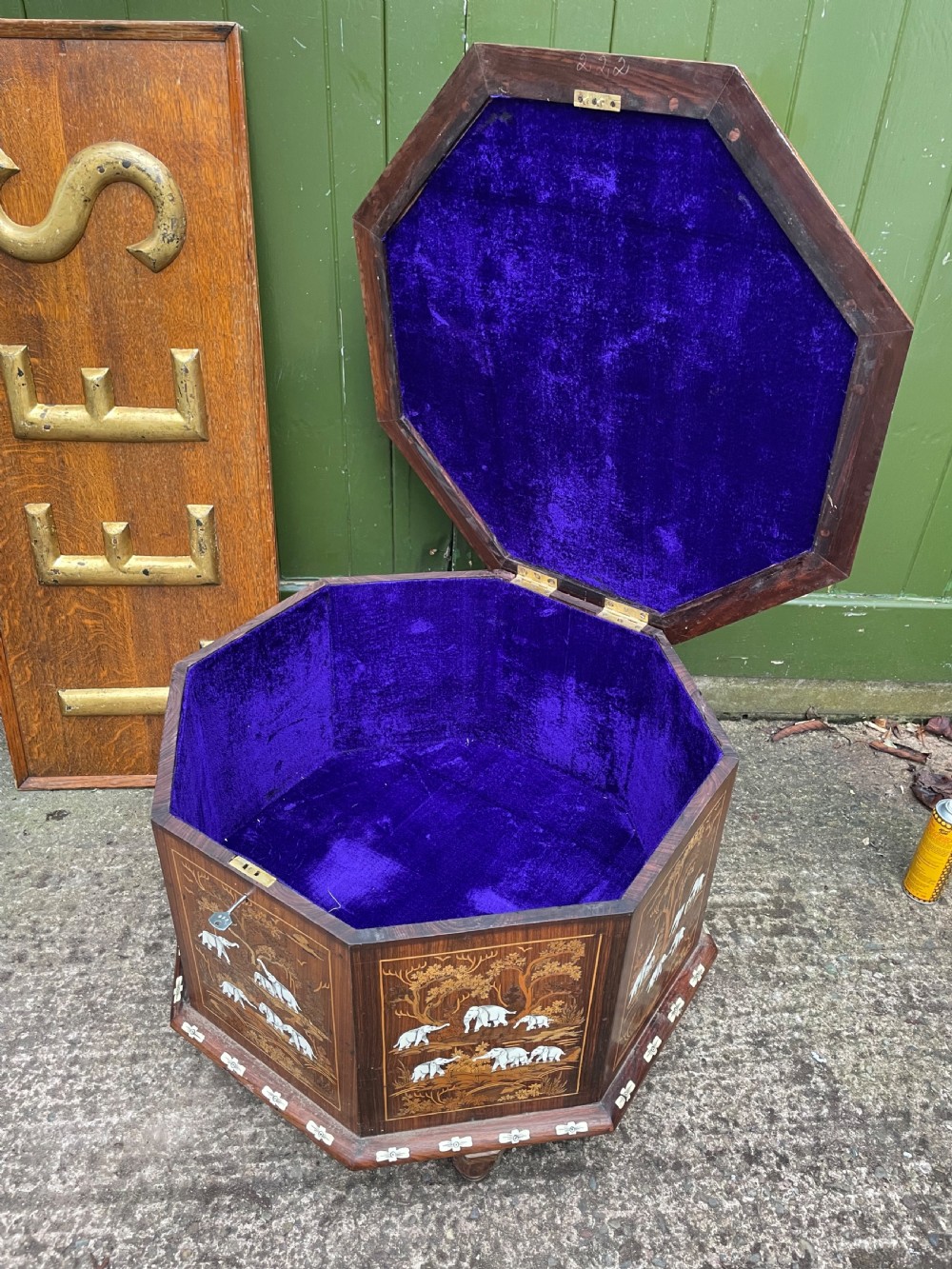 Highly decorative early C20th Indian carved rosewood and bone-inlaid ottoman box  View VIII
