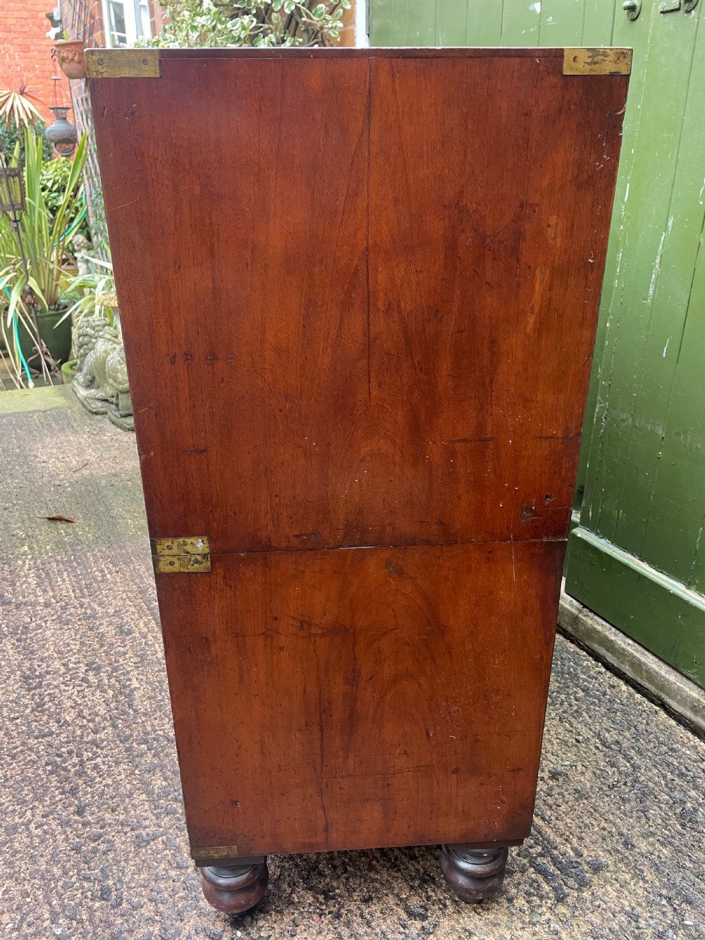 Mid C19th brass-bound mahogany military officer’s campaign chest of drawers . View XXI