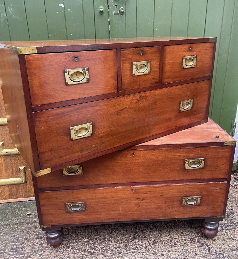 Mid C19th brass-bound mahogany military officer’s campaign chest of drawers . View VII