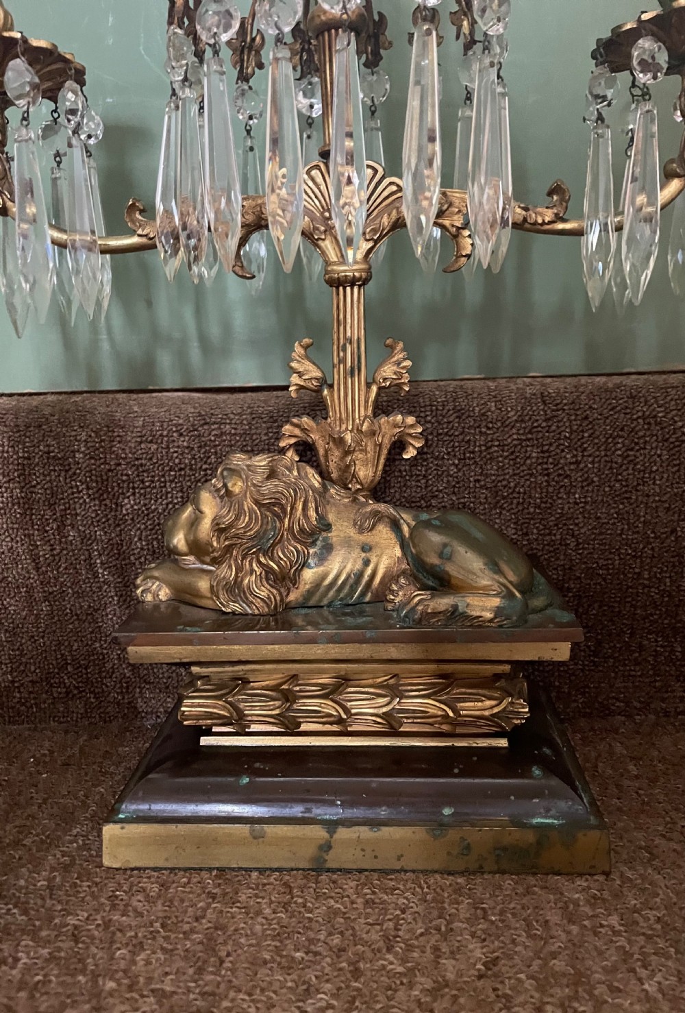Late C19th French bronze and ormolu garniture of candelabras of Empire design . View IV