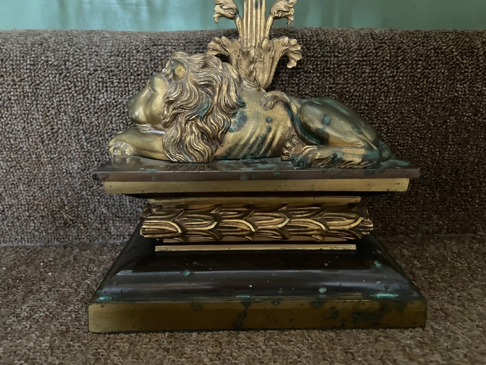 Late C19th French bronze and ormolu garniture of candelabras of Empire design . View X