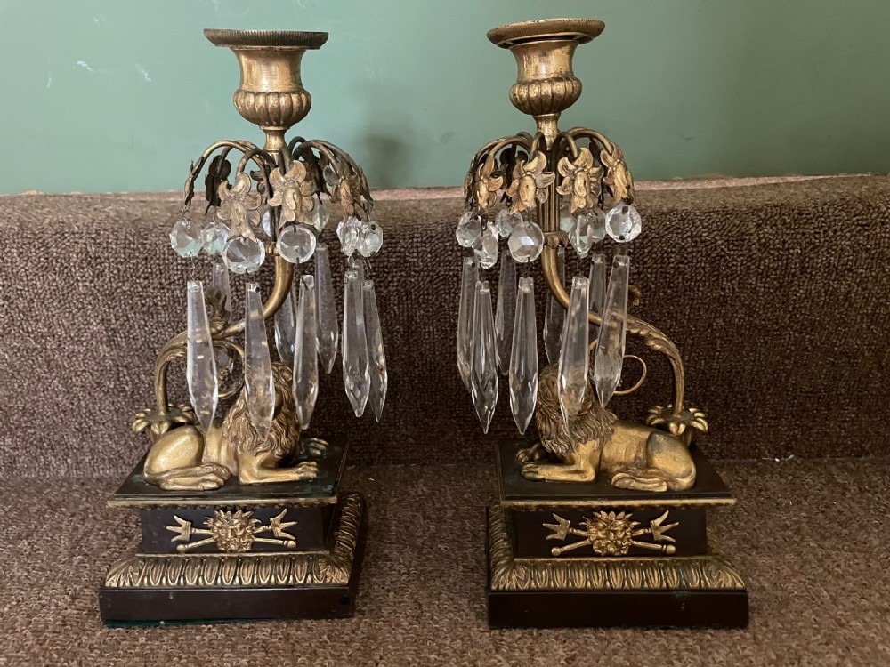 Late C19th French bronze and ormolu garniture of candelabras of Empire design . View XII