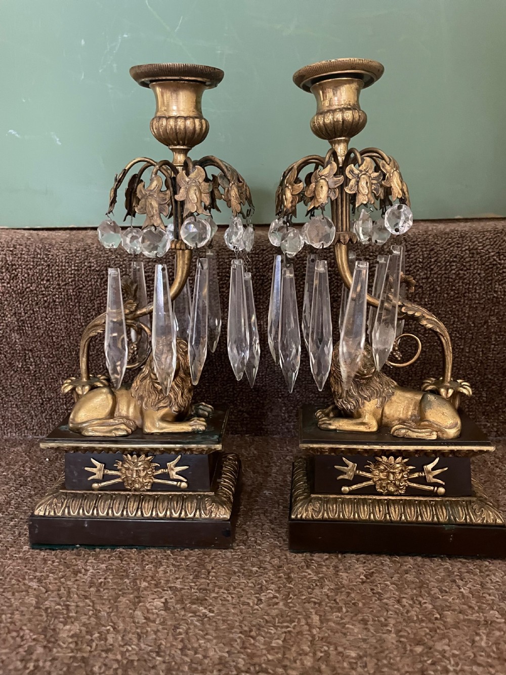 Late C19th French bronze and ormolu garniture of candelabras of Empire design . View XVIII