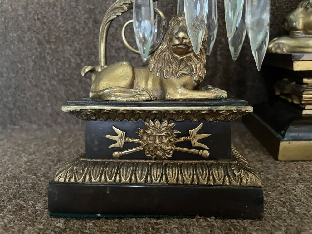 Late C19th French bronze and ormolu garniture of candelabras of Empire design . View XXII