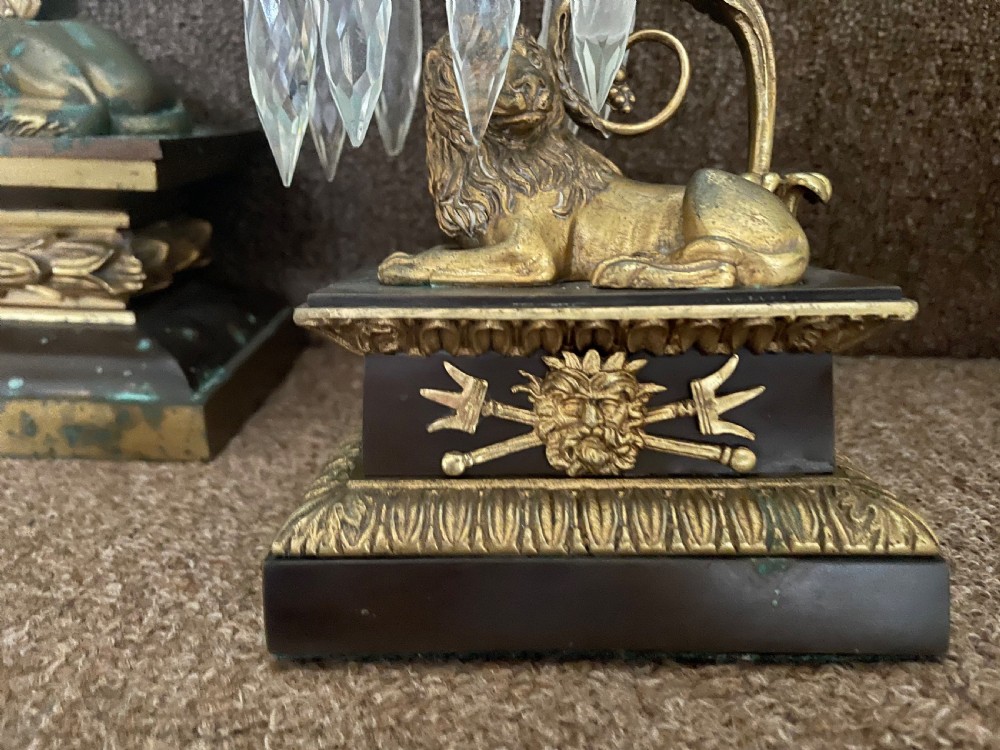 Late C19th French bronze and ormolu garniture of candelabras of Empire design . View XXIII