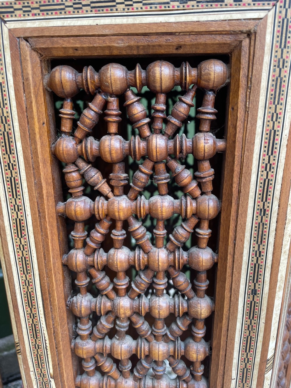 Late C19th / early C20th Syrian hexagonal bone-inlaid table . View VII