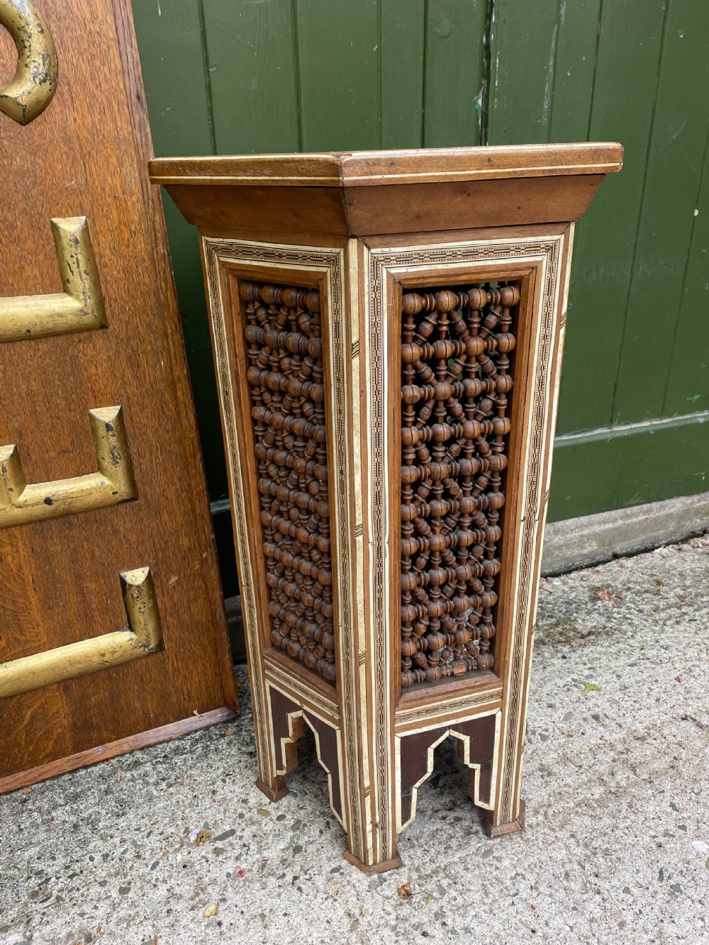 Late C19th / early C20th Syrian hexagonal bone-inlaid table . View VIII