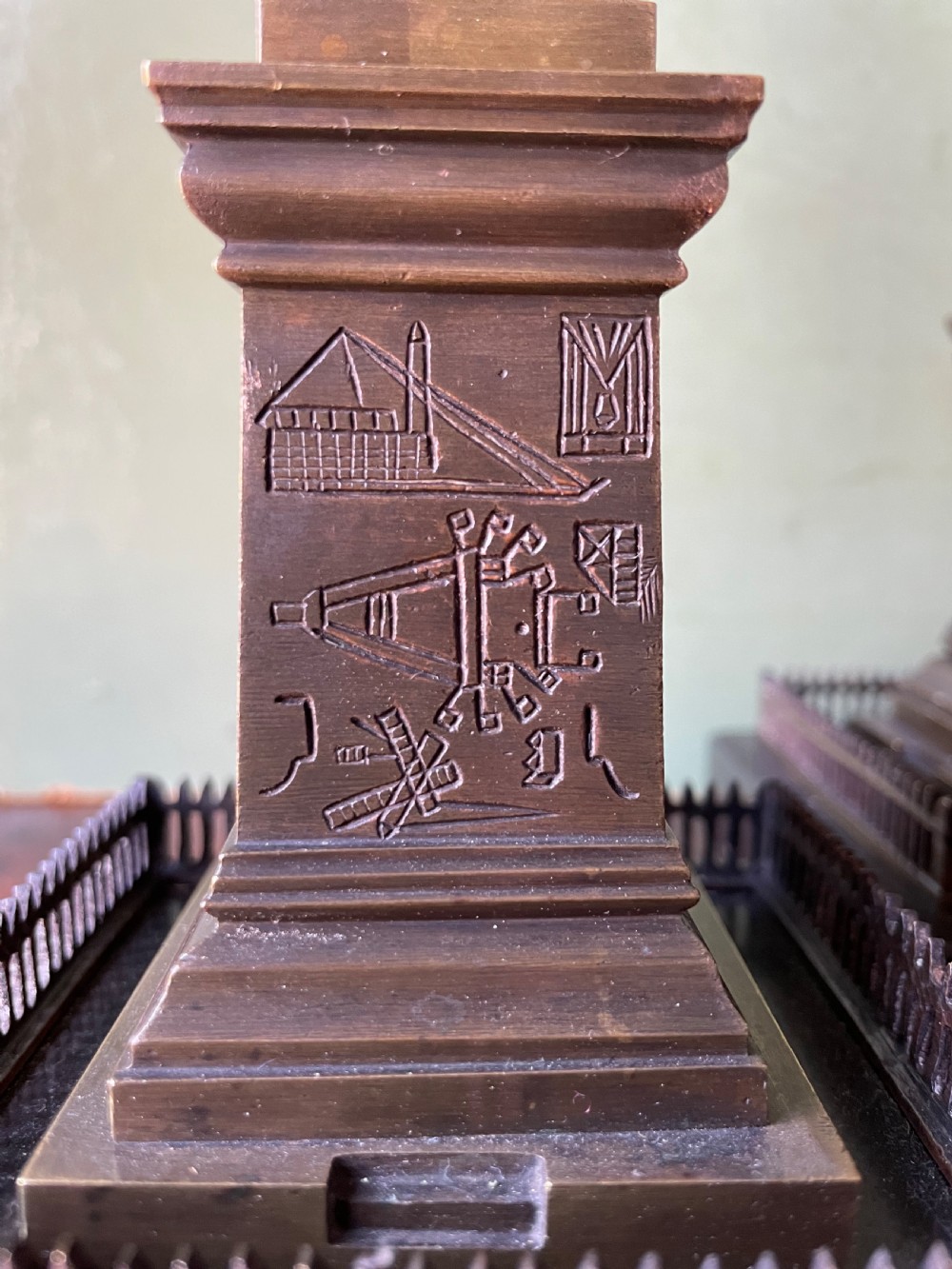 Pair of C19th French ‘Grand Tour’ souvenir bronze reductions of the Luxor obelisk.  View V