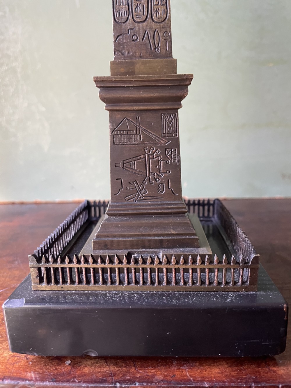 Pair of C19th French ‘Grand Tour’ souvenir bronze reductions of the Luxor obelisk.  View VIII