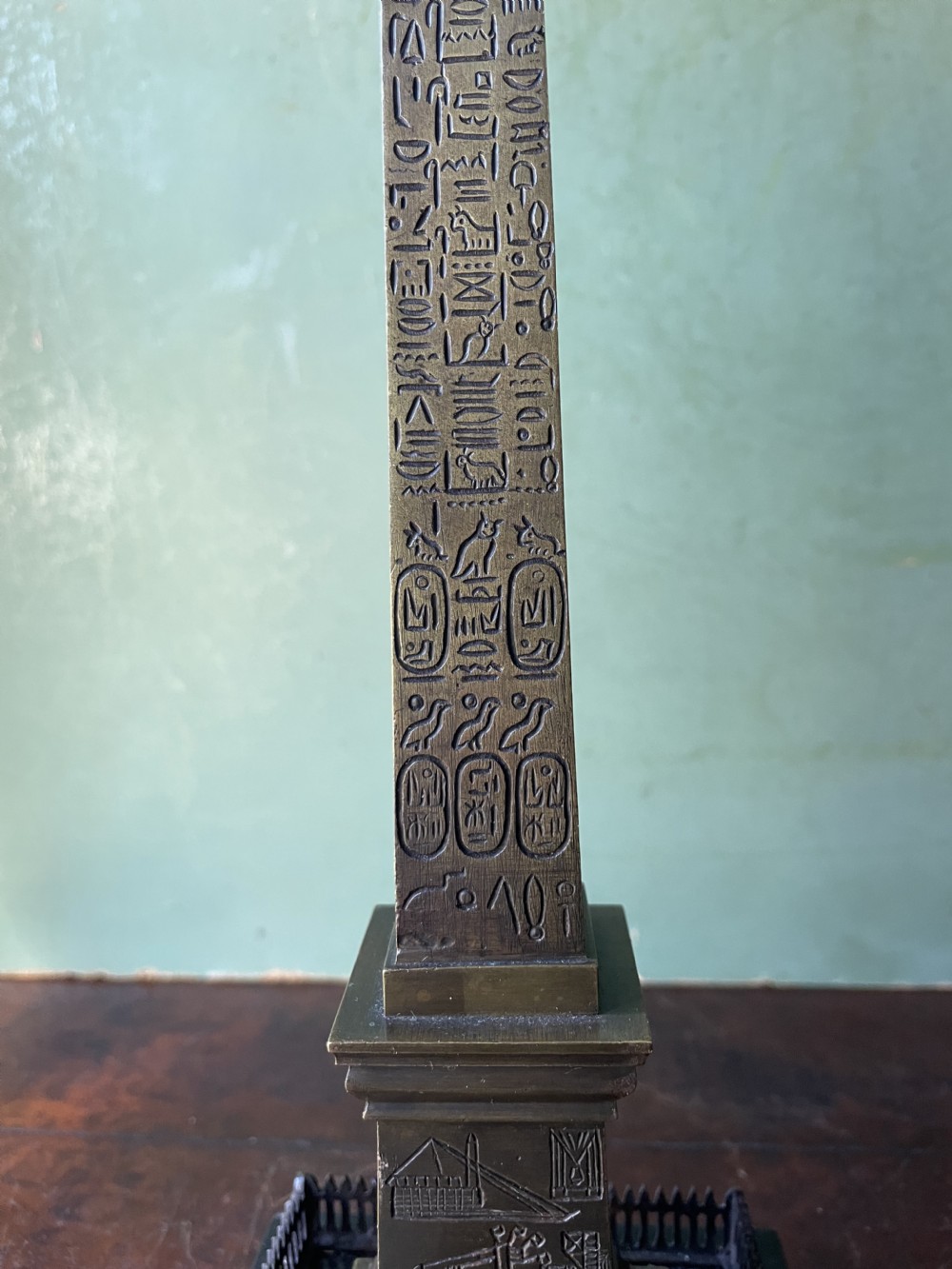 Pair of C19th French ‘Grand Tour’ souvenir bronze reductions of the Luxor obelisk.  View IX