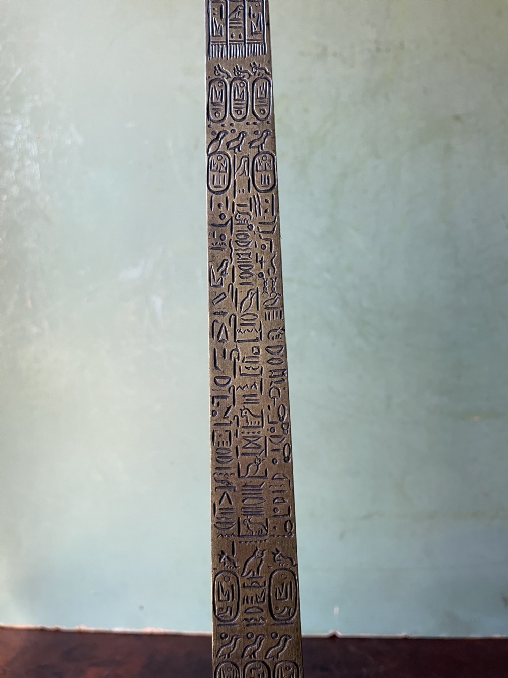Pair of C19th French ‘Grand Tour’ souvenir bronze reductions of the Luxor obelisk.  View X