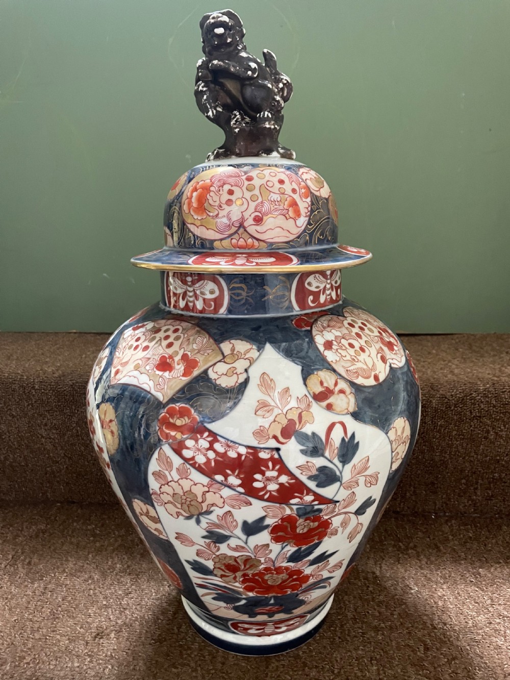 Pair of late C19th ‘Japanese Imari’  style early C18th design porcelain vases by Samson of Paris . View IX