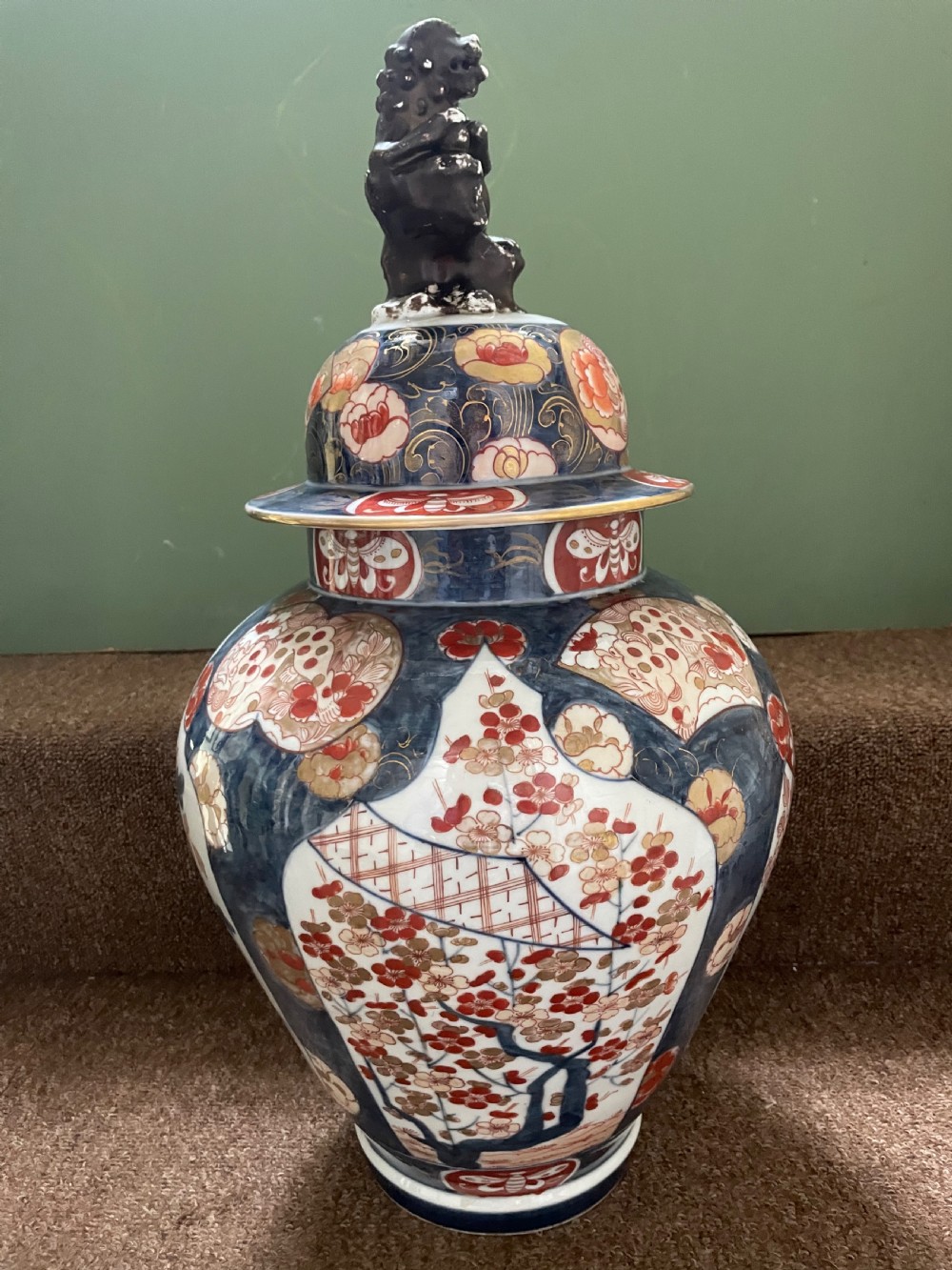Pair of late C19th ‘Japanese Imari’  style early C18th design porcelain vases by Samson of Paris . View X
