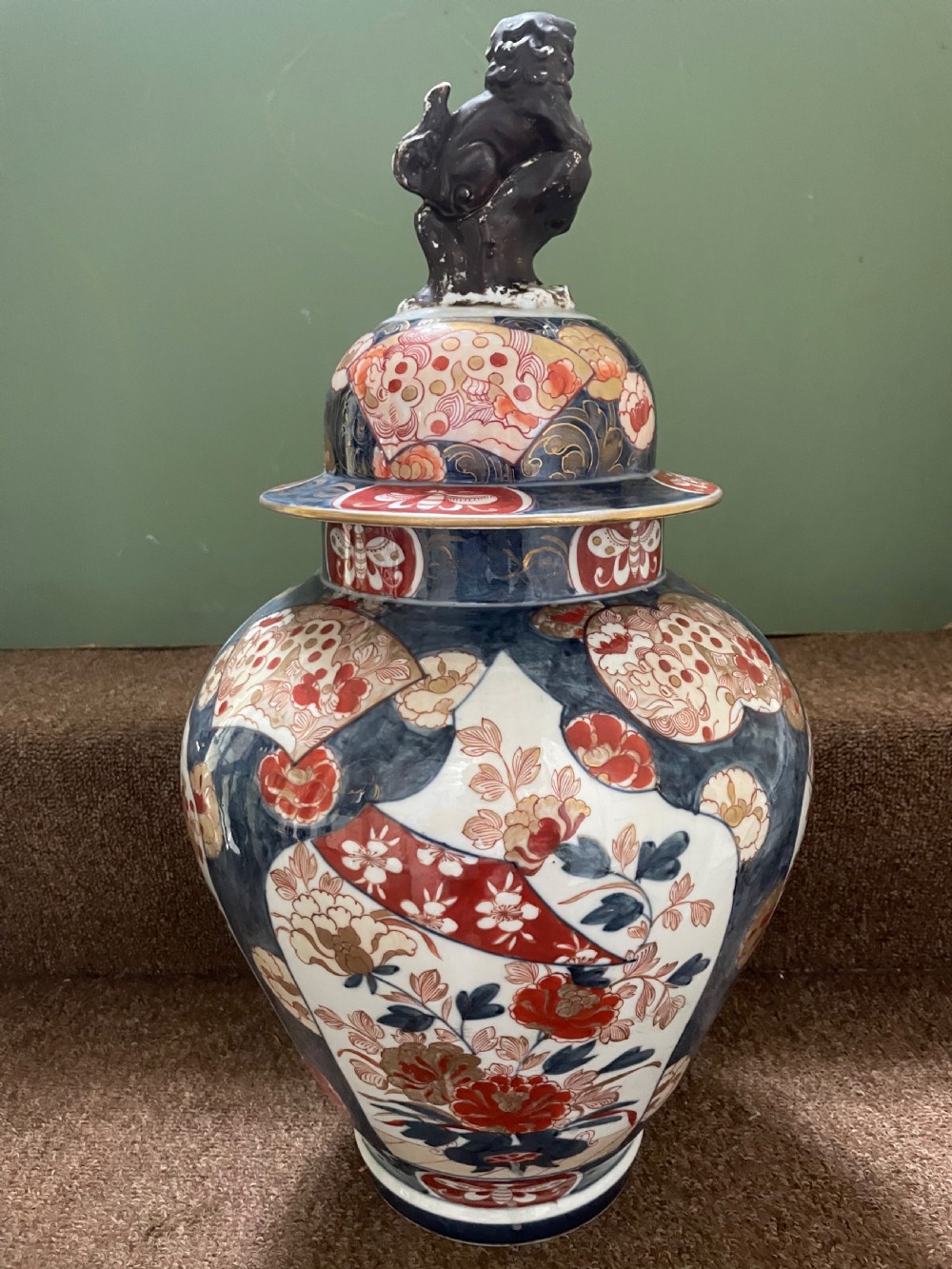 Pair of late C19th ‘Japanese Imari’  style early C18th design porcelain vases by Samson of Paris . View XI