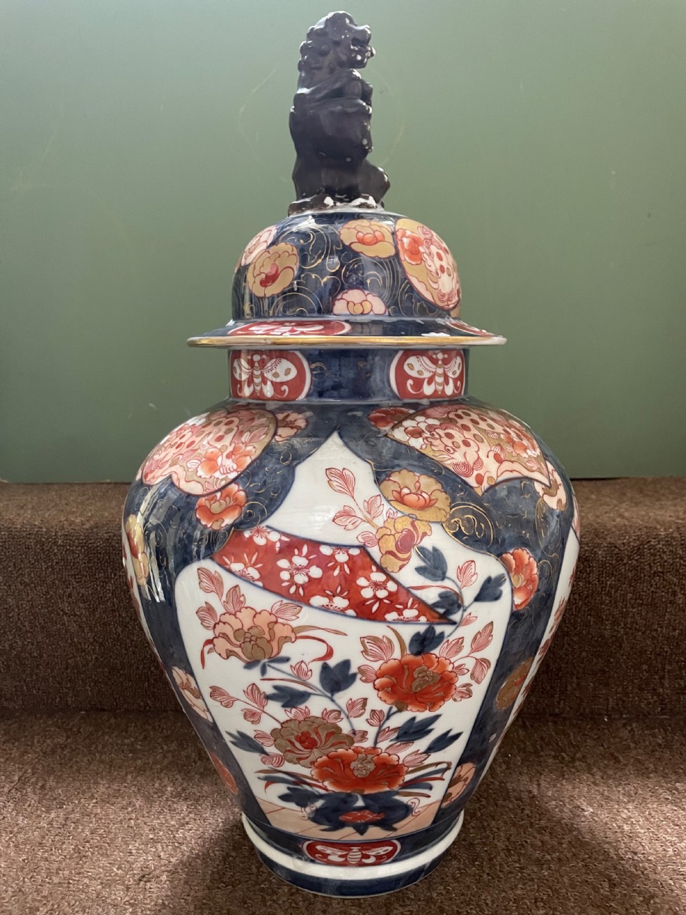 Pair of late C19th ‘Japanese Imari’  style early C18th design porcelain vases by Samson of Paris . View XII