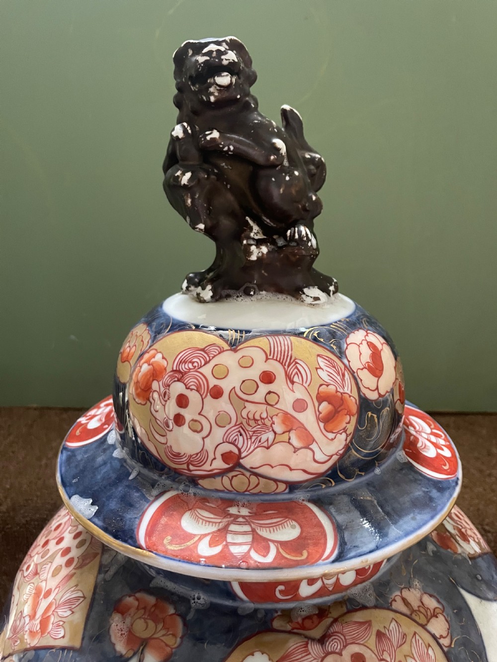 Pair of late C19th ‘Japanese Imari’  style early C18th design porcelain vases by Samson of Paris . View XIV