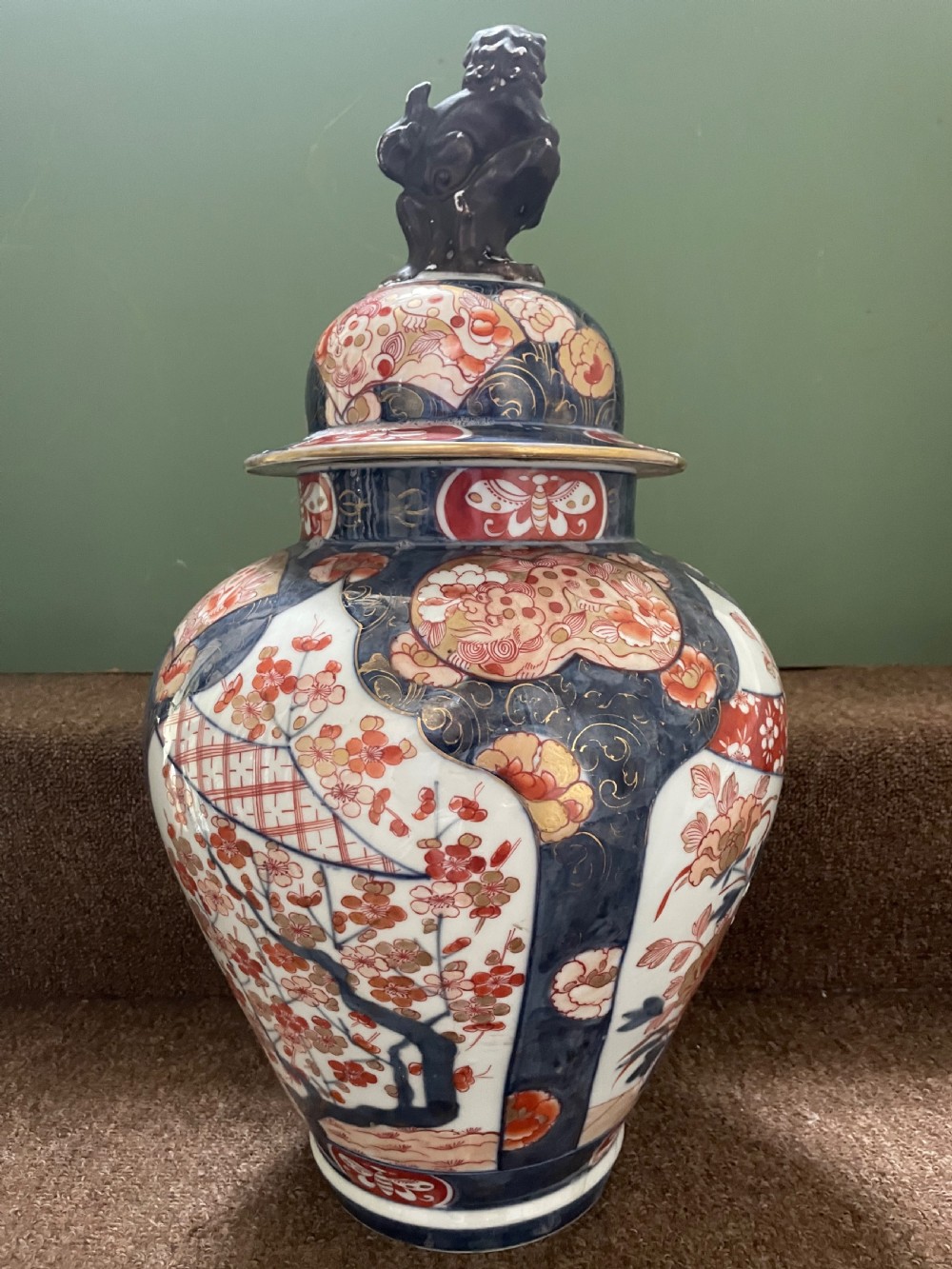 Pair of late C19th ‘Japanese Imari’  style early C18th design porcelain vases by Samson of Paris . View XVI