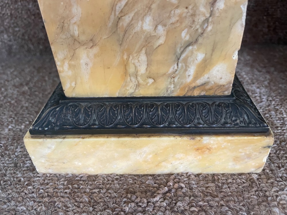 Larger scale pair of early C19th French Charles X period bronze tazzas on siena marble plinth bases . View VII