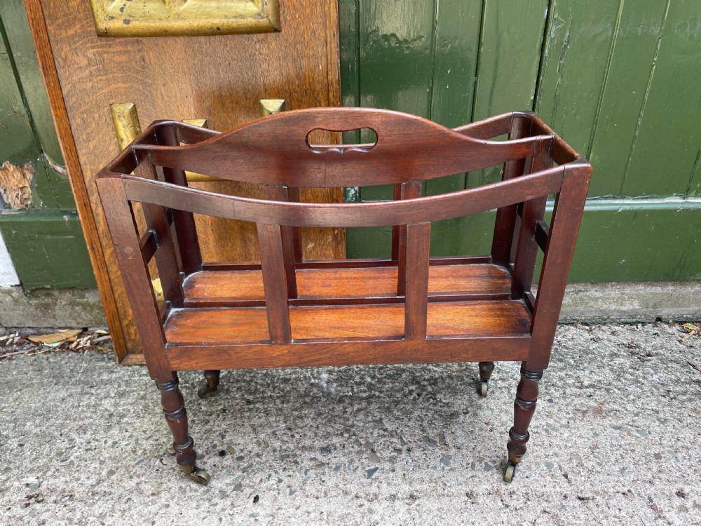 Early C19th late George III mahogany canterbury of unusually rare narrow scale and proportions.