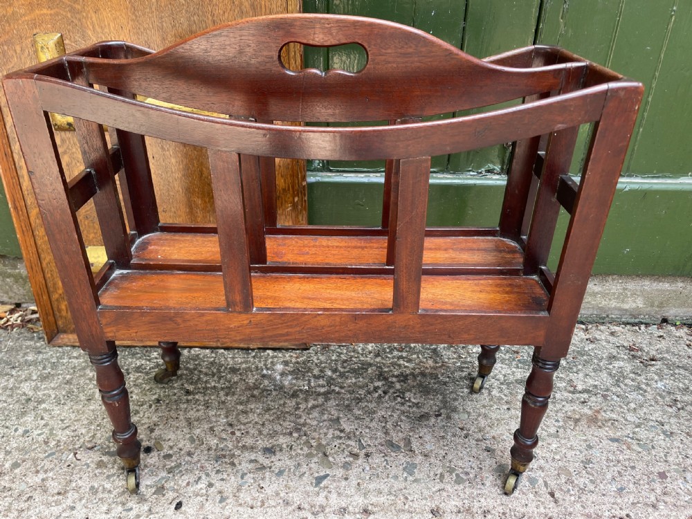 Early C19th late George III mahogany canterbury of unusually rare narrow scale and proportions. View III