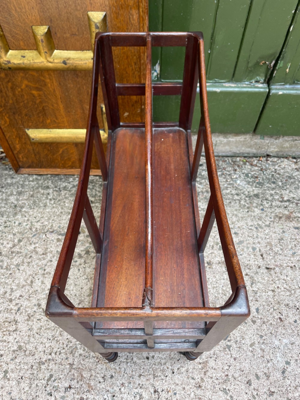 Early C19th late George III mahogany canterbury of unusually rare narrow scale and proportions. View VI