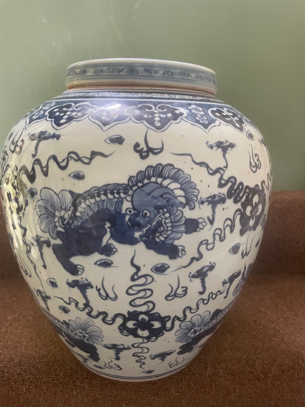 Pair of large scale early C20th Chinese ‘Ming-style’ blue-and-white porcelain vases and covers .  View VII