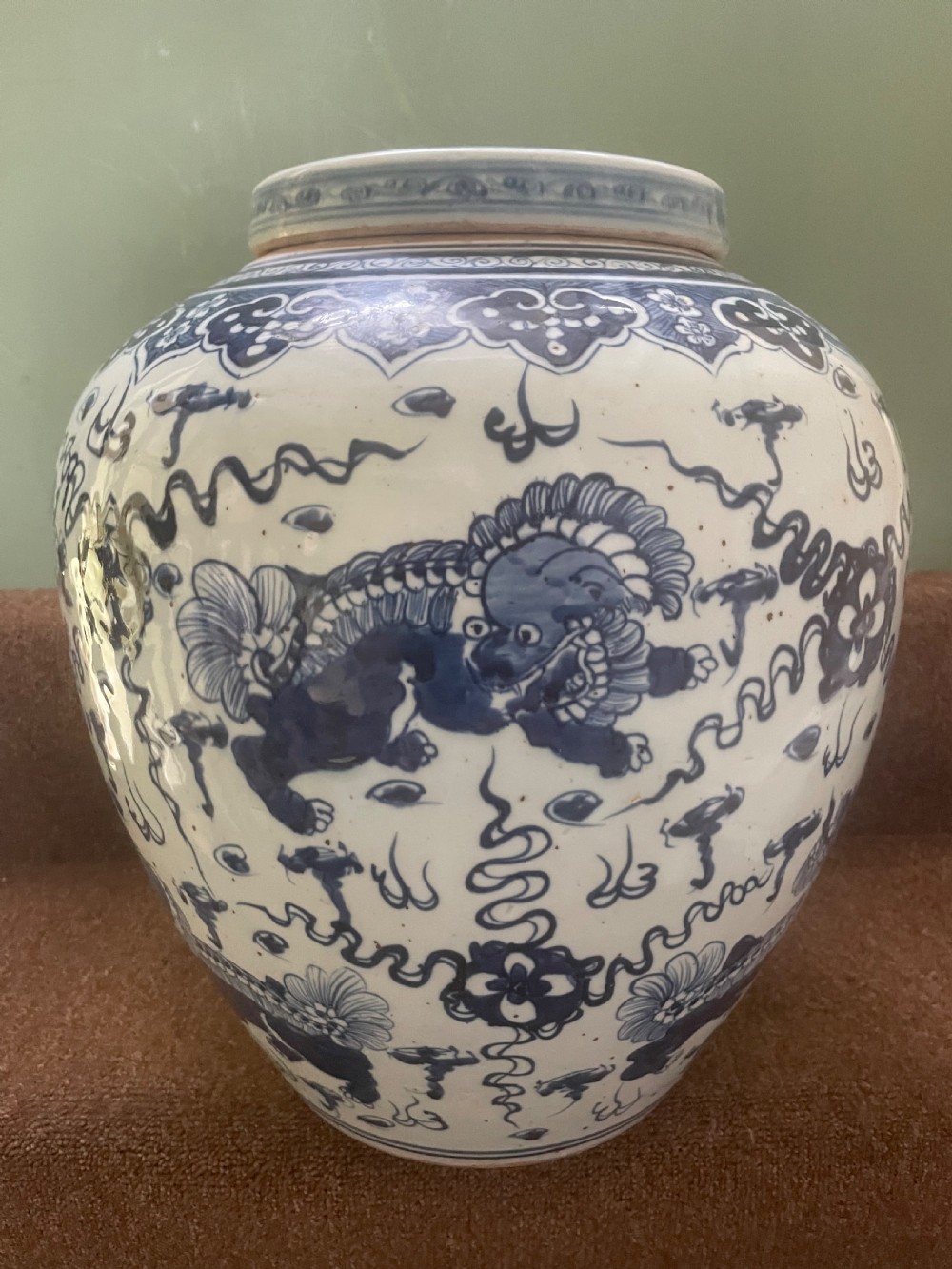 Pair of large scale early C20th Chinese ‘Ming-style’ blue-and-white porcelain vases and covers .  View VIII