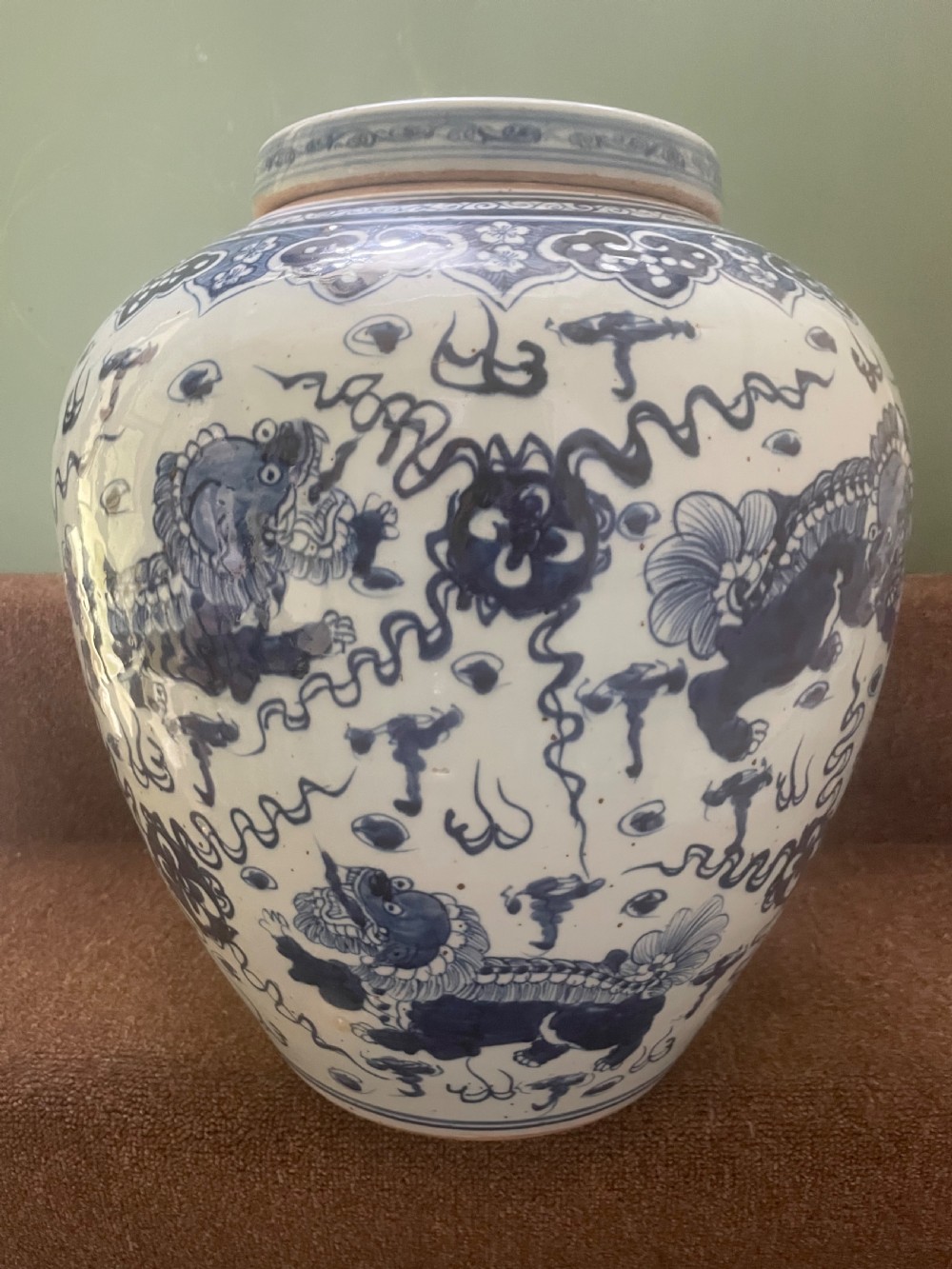 Pair of large scale early C20th Chinese ‘Ming-style’ blue-and-white porcelain vases and covers .  View IX