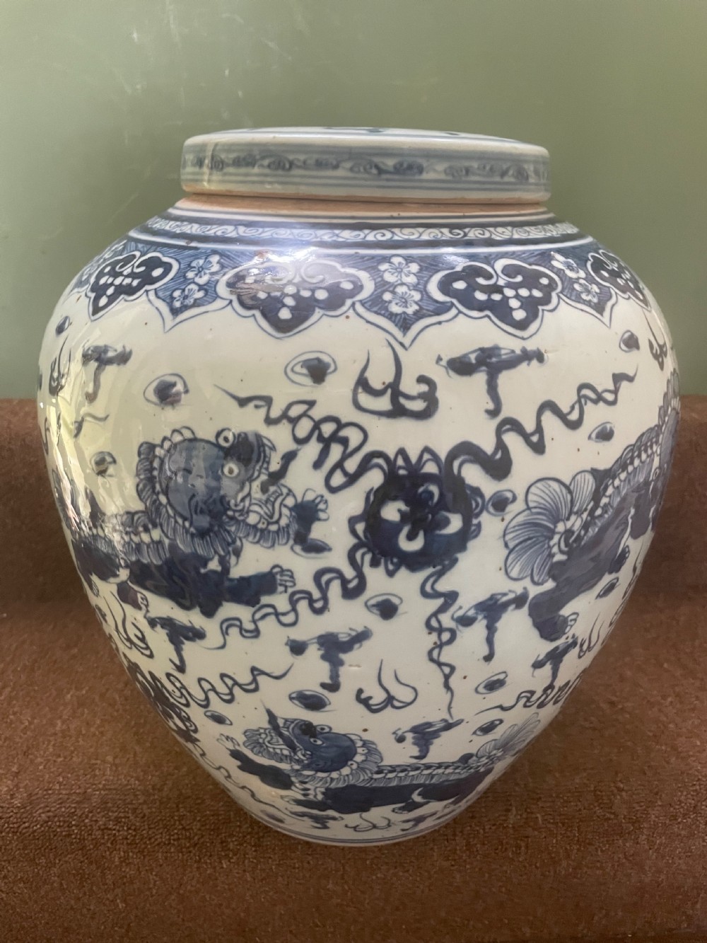 Pair of large scale early C20th Chinese ‘Ming-style’ blue-and-white porcelain vases and covers .  View X