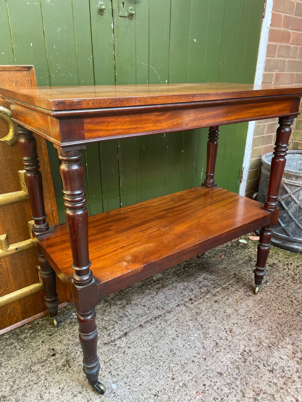 Early C19th George IV period mahogany 2-tier serving buffet or etagere. View V