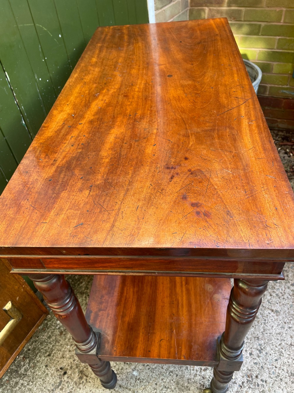 Early C19th George IV period mahogany 2-tier serving buffet or etagere. View VI
