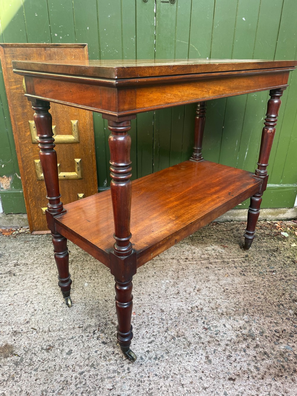 Early C19th George IV period mahogany 2-tier serving buffet or etagere. View XI