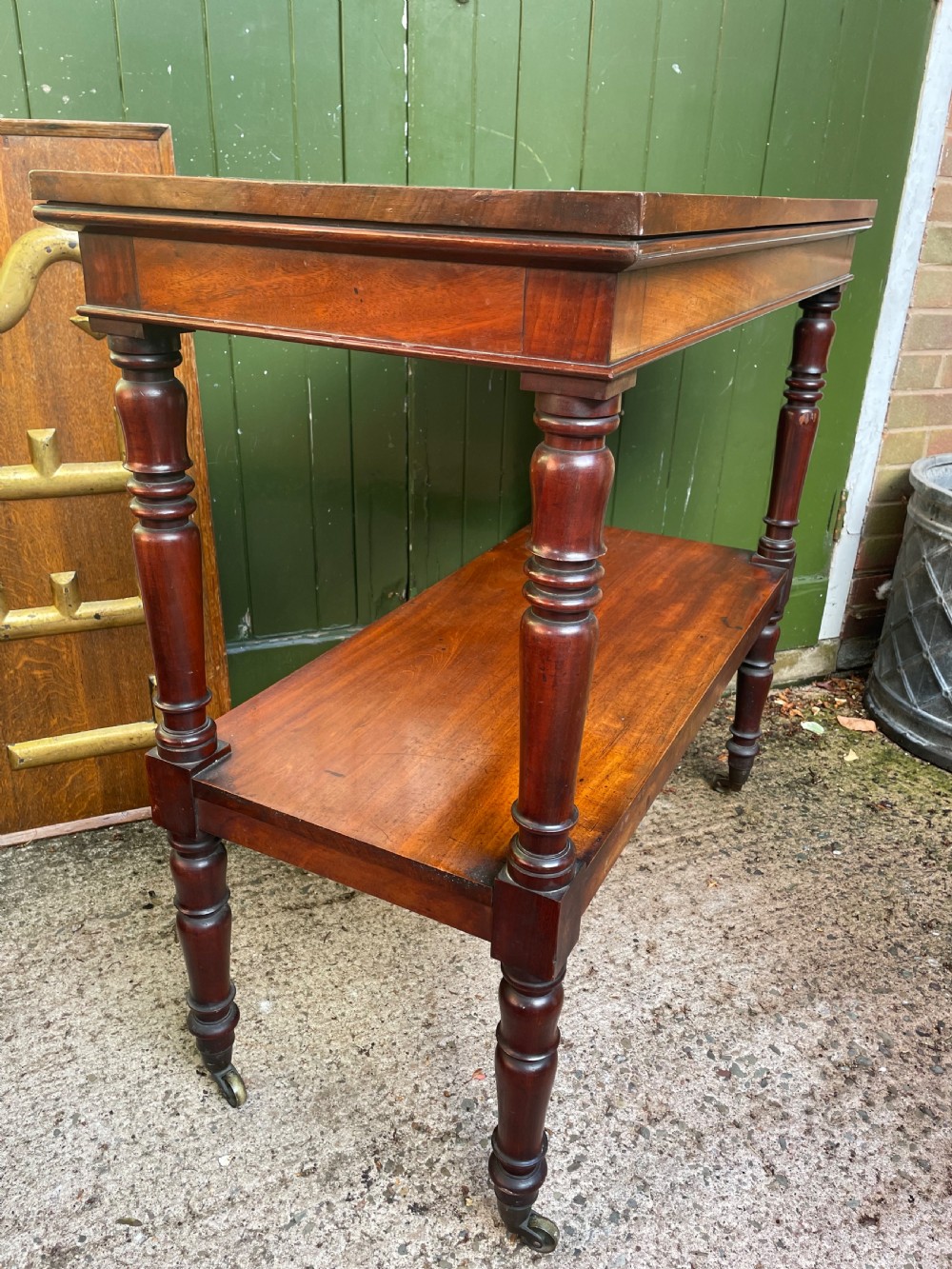 Early C19th George IV period mahogany 2-tier serving buffet or etagere. View XII