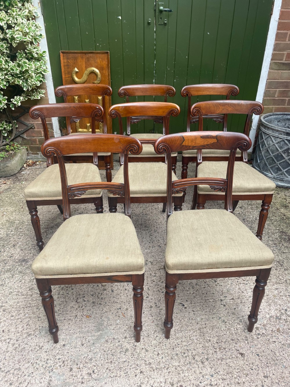 Fine quality set of 8 early C19th George IV period rosewood dining chairs. View II