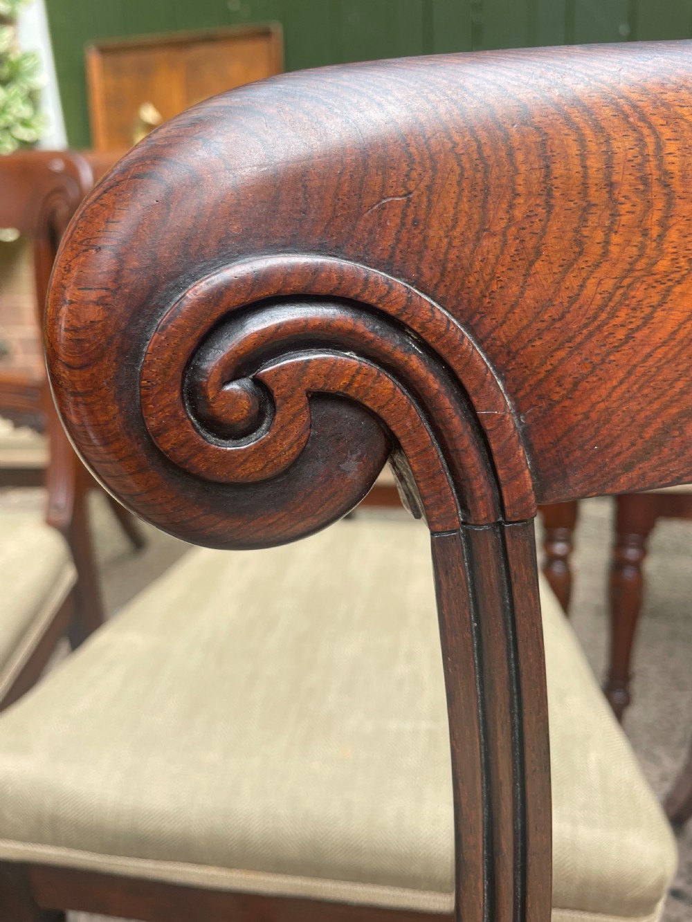 Fine quality set of 8 early C19th George IV period rosewood dining chairs. View IV