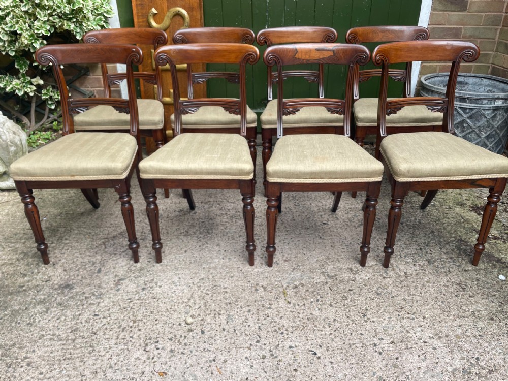 Fine quality set of 8 early C19th George IV period rosewood dining chairs. View VIII