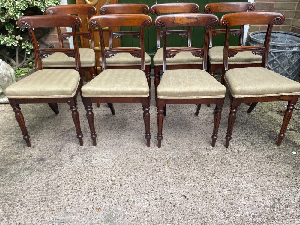 Fine quality set of 8 early C19th George IV period rosewood dining chairs. View IX