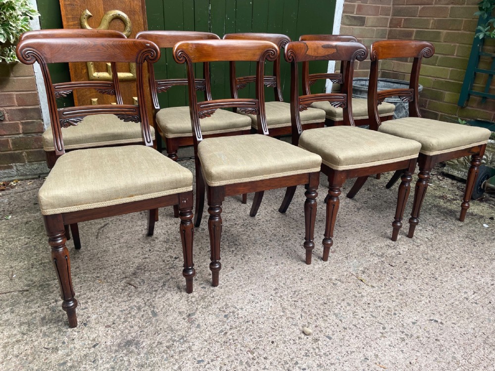 Fine quality set of 8 early C19th George IV period rosewood dining chairs. View X