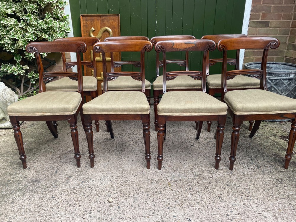 Fine quality set of 8 early C19th George IV period rosewood dining chairs. View XII