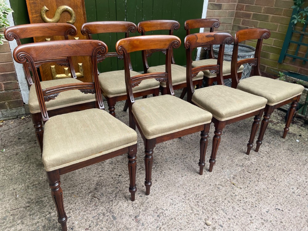 Fine quality set of 8 early C19th George IV period rosewood dining chairs. View XIV