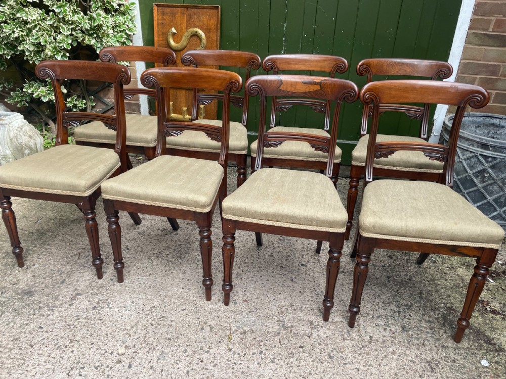 Fine quality set of 8 early C19th George IV period rosewood dining chairs. View XV