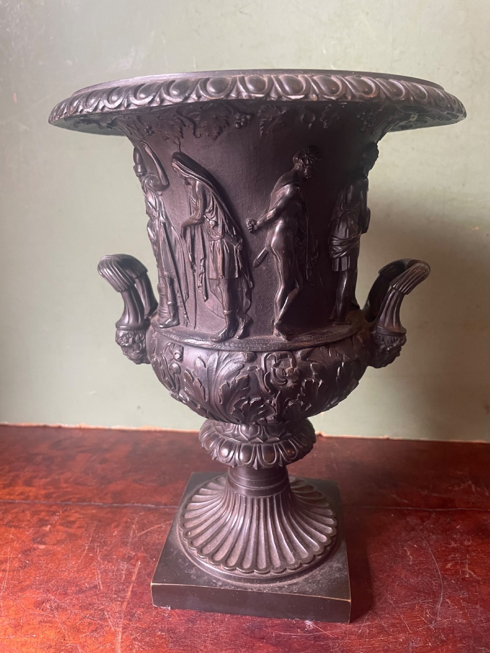 C19th Italian bronze ‘Grand Tour’ souvenir reduction , after the antique, of “The Medici Vase”. 