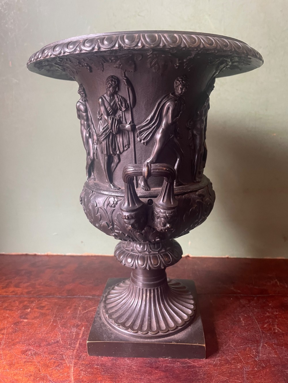 C19th Italian bronze ‘Grand Tour’ souvenir reduction , after the antique, of “The Medici Vase”.  View III
